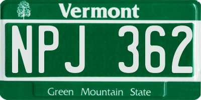 VT license plate NPJ362