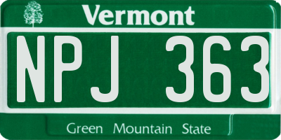 VT license plate NPJ363