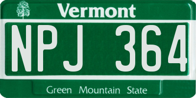 VT license plate NPJ364