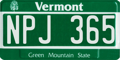 VT license plate NPJ365