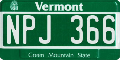 VT license plate NPJ366