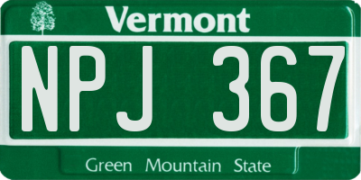 VT license plate NPJ367