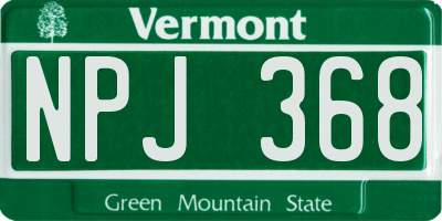 VT license plate NPJ368