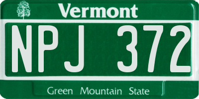 VT license plate NPJ372