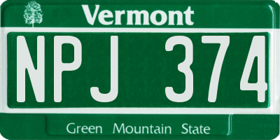 VT license plate NPJ374