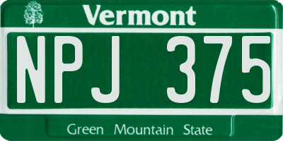 VT license plate NPJ375