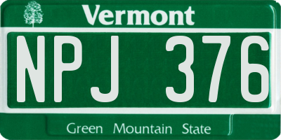 VT license plate NPJ376