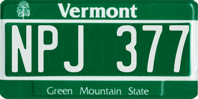 VT license plate NPJ377
