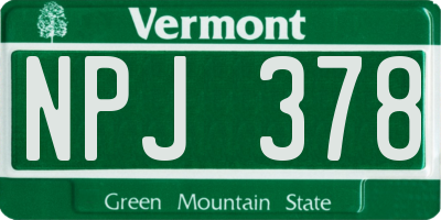 VT license plate NPJ378