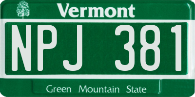 VT license plate NPJ381