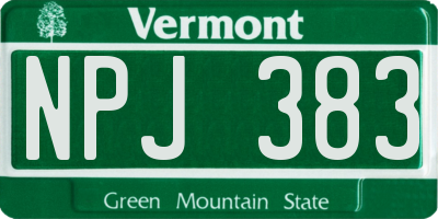 VT license plate NPJ383