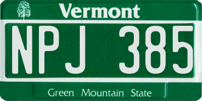 VT license plate NPJ385