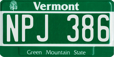 VT license plate NPJ386