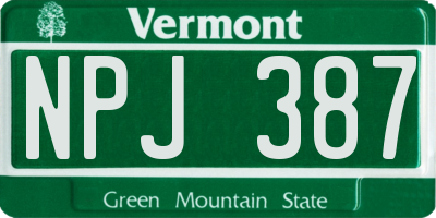 VT license plate NPJ387