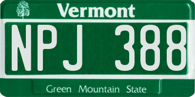 VT license plate NPJ388