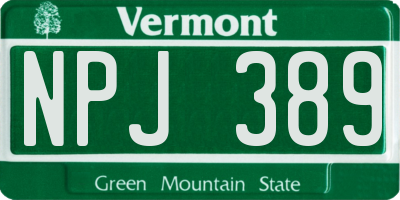 VT license plate NPJ389