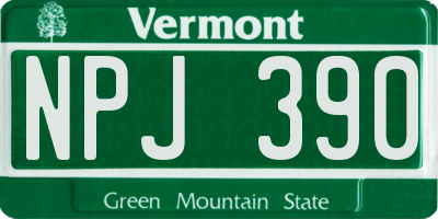 VT license plate NPJ390