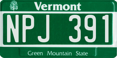VT license plate NPJ391