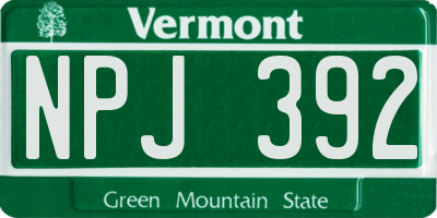 VT license plate NPJ392