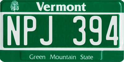 VT license plate NPJ394