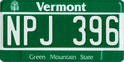 VT license plate NPJ396