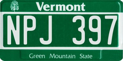 VT license plate NPJ397