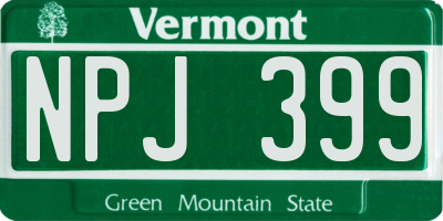 VT license plate NPJ399