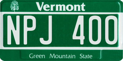VT license plate NPJ400