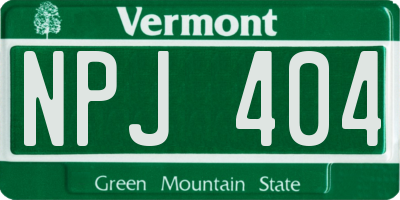 VT license plate NPJ404
