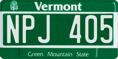 VT license plate NPJ405