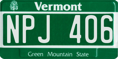 VT license plate NPJ406
