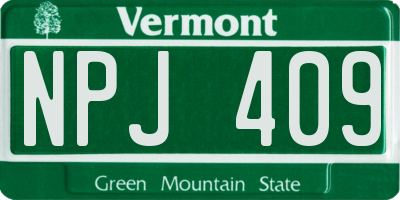 VT license plate NPJ409