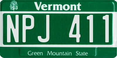 VT license plate NPJ411