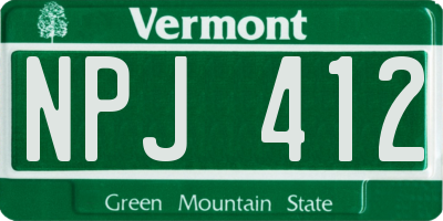 VT license plate NPJ412