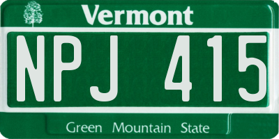 VT license plate NPJ415