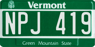 VT license plate NPJ419