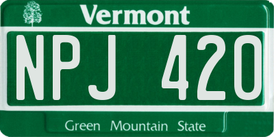 VT license plate NPJ420