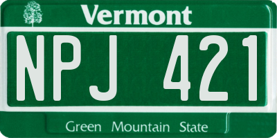 VT license plate NPJ421