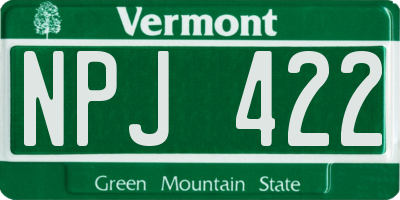VT license plate NPJ422