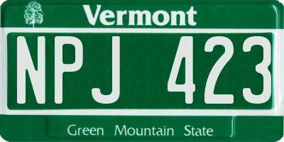 VT license plate NPJ423