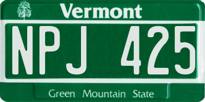 VT license plate NPJ425