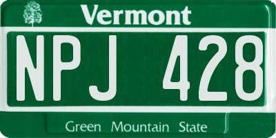VT license plate NPJ428