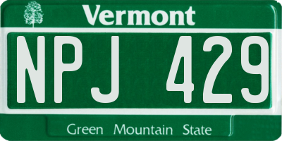 VT license plate NPJ429
