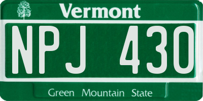 VT license plate NPJ430