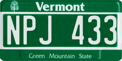VT license plate NPJ433