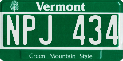 VT license plate NPJ434