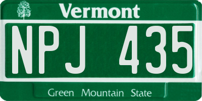VT license plate NPJ435
