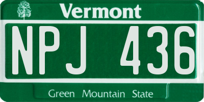 VT license plate NPJ436