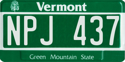 VT license plate NPJ437