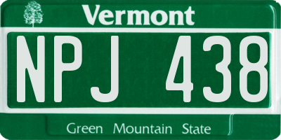 VT license plate NPJ438